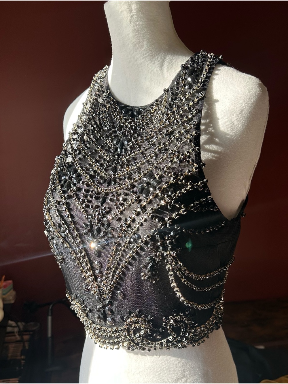 Y2K Festival Heavy Rhinestone Halter by Tiffany Designs Size 10